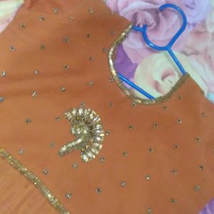 Heavy Suit Piece With Pajama For 10-12 Age Girl, Dark Orange In Colour, Party/wedding Wear, Twice Used