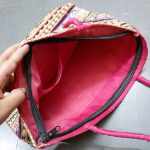 Women's Pink Embroidered Sling Bag