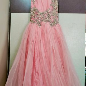 Pink Gown With Beautiful Embroidery