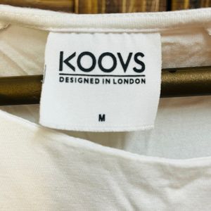 Koovs White Cropped Top