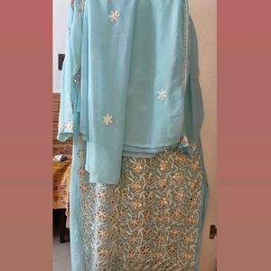 Embroidery Chickankari Patch Work Kurta & Dupatta