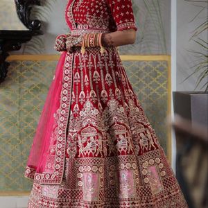 Red Ranipink Bridal Heavy Rich Embroidery With Diamond Work All Over Lehenga Choli