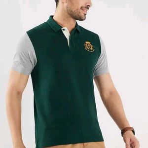 (NEW) FRATINI Color Block Cotton Polo T-Shirt.