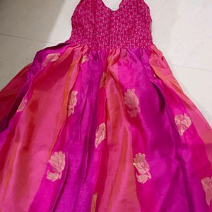 Banarsi Pink Gown Or Anarkali Kurti