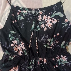 Women Black & Pink Floral Dress