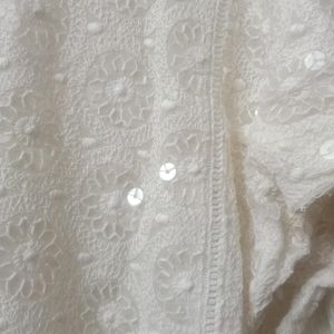 Real Lucknawi Work Kurta With White Sequine