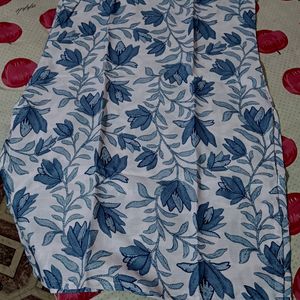 Woman New Kurta Pant Set Blue&White