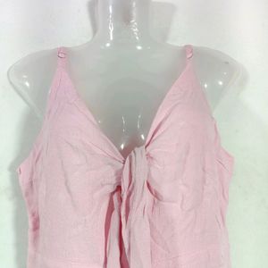 Pink Tie Up Jumpsuit