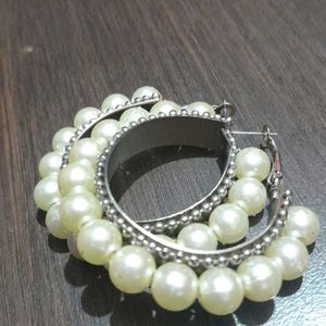 White Pearl Hoop Earring