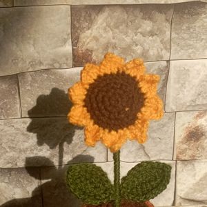 Handmade Crochet Sunflower Pot