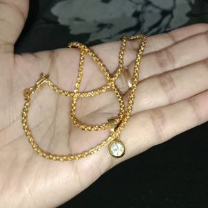 Gold Plated Chain With Diamond Pendant