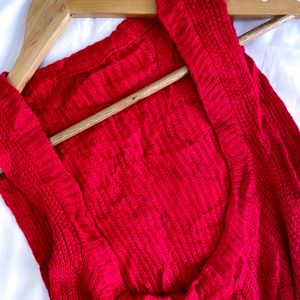 Pinterest Crochet Red Hot Deep Neck Glittery Top