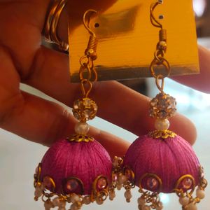 Lavender Shade Beautiful Silk Thread Earrings