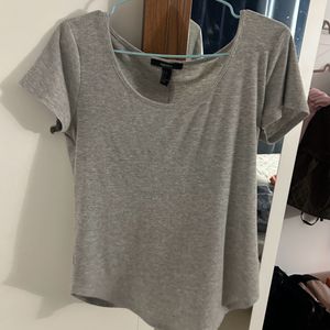 Grey T-shirt low Round Neck