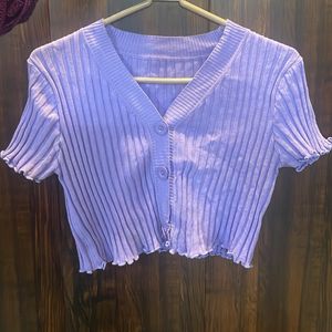 Lavender button crop top