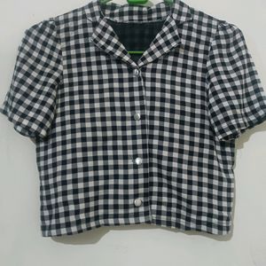 Checked Monochrome Crop Top