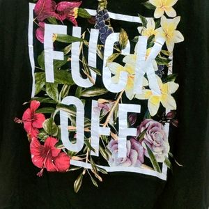 Black & Cream f*ck Off Print T-shirt For 36 Bust