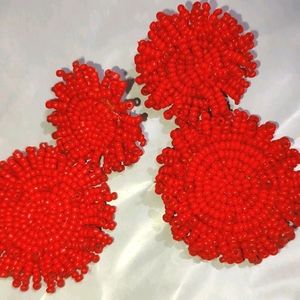 Two Red Earring Studs For Girl Or Woman