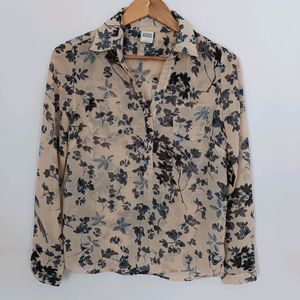 Cream Printed Casual Top (Women)