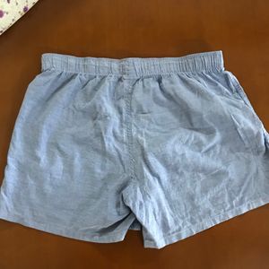 Soft Linen Night Shorts In Mauve Blue