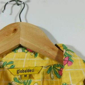 Global Desi Yellow Floral Printed Kurti