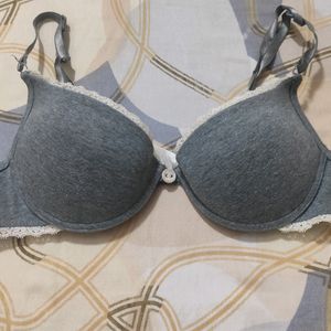 Grey Lace Pushup Cottage Core Bra.