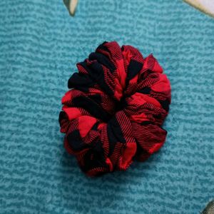 Red And Black Combo Scrunchie