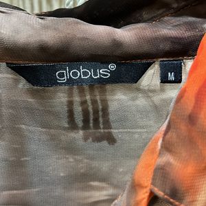 GLOBUS Orange N Brown Casual Shirt Style Top