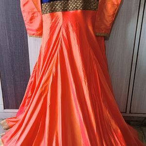 Heavy Embroidered Mulberry Silk Ethnic Gown