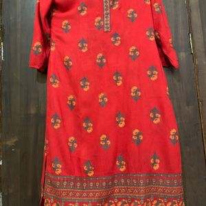 Red Kurta And Plazo Set For Women