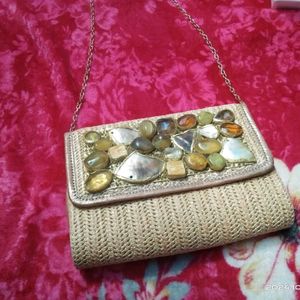 Trendy Women's Golden Resin Clutch