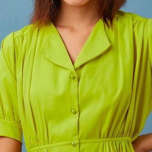 Estonished Lime Button Down Collared Top