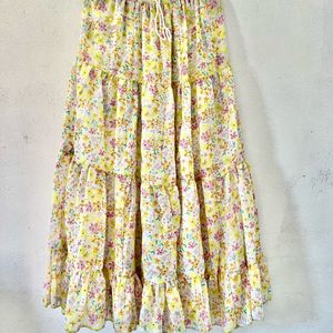 Trendy Yellow Flowering Skirt