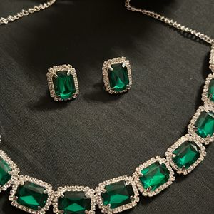 Green Stone Diamond Necklace