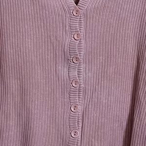 Rose Pink Ribbed Shadded Top