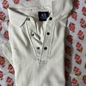 Armani Exchange Cream Polo Tshirt - First Copy