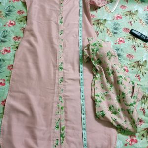 Pink Floral Kurta Set- L Size