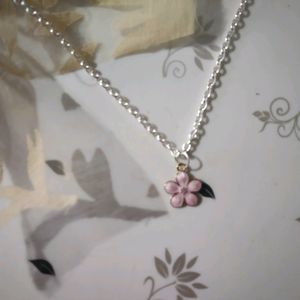 Pink Flower Charm Necklace