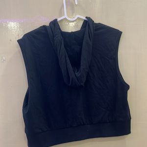 Girls Half Crop Black Jacket (Korean Style)