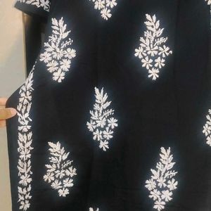 Black N White Chickenkari Kurti