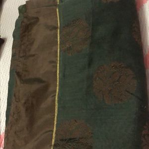 Olive Green And Brown Saree Vth Blouse