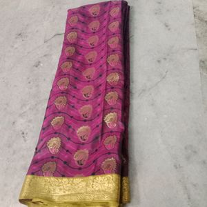 Purple Silk Saree With Simple Border