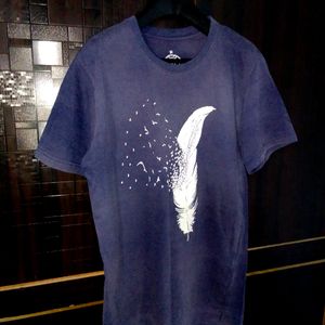 Tripr Navy Blue Printed Tshirt For Men