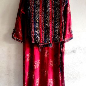 Beautiful Printed Maroon Kurta Set Size Issue