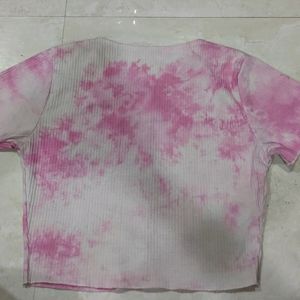 Pink and White  Tie Dye Crop Top