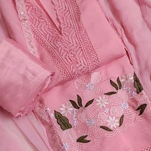 Pink Unstiched Suit Set