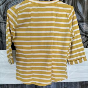 Yellow White Stripes Top