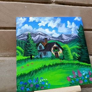 Mini Aesthetic Landscape Painting With Stand