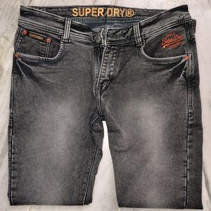 Super Dry Vintage 32 Size Jeans For Men Dark Grey