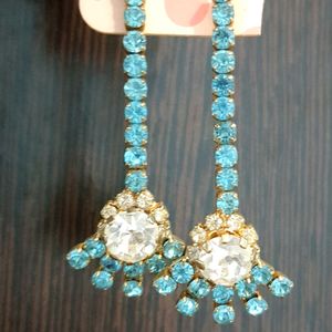 Elegant Blue Stone Long Earrings